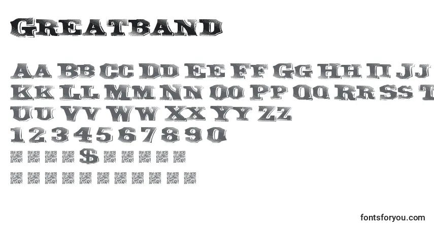 Schriftart Greatband – Alphabet, Zahlen, spezielle Symbole