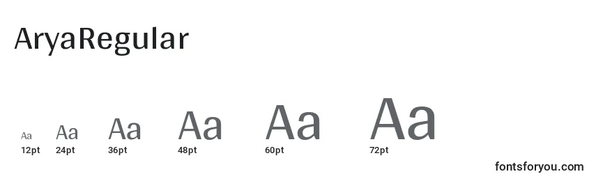 Размеры шрифта AryaRegular