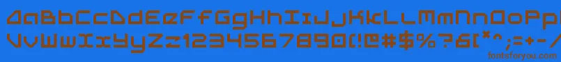 フォント5th – 茶色の文字が青い背景にあります。