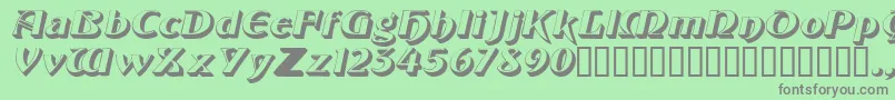 フォントObelisksskItalic – 緑の背景に灰色の文字