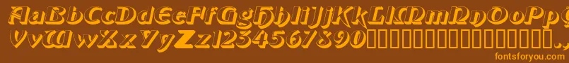 ObelisksskItalic-Schriftart – Orangefarbene Schriften auf braunem Hintergrund