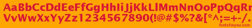 OfficetypesansBold-fontti – punaiset fontit oranssilla taustalla