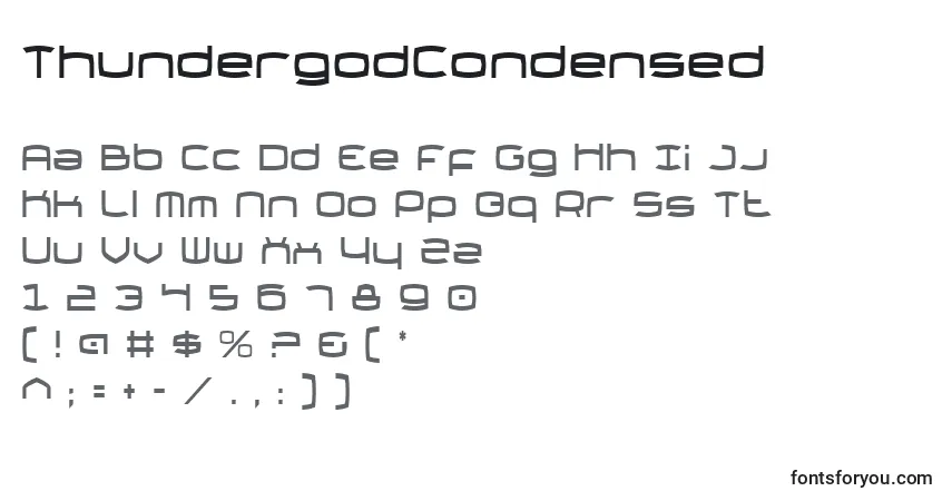 Schriftart ThundergodCondensed – Alphabet, Zahlen, spezielle Symbole