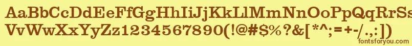 フォントClarendontmed – 茶色の文字が黄色の背景にあります。