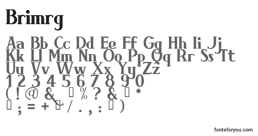 Czcionka Brimrg – alfabet, cyfry, specjalne znaki