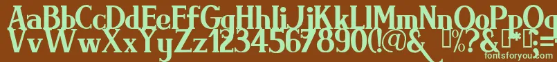 フォントBrimrg – 緑色の文字が茶色の背景にあります。