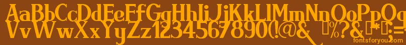 フォントBrimrg – オレンジ色の文字が茶色の背景にあります。