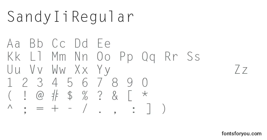 Schriftart SandyIiRegular – Alphabet, Zahlen, spezielle Symbole