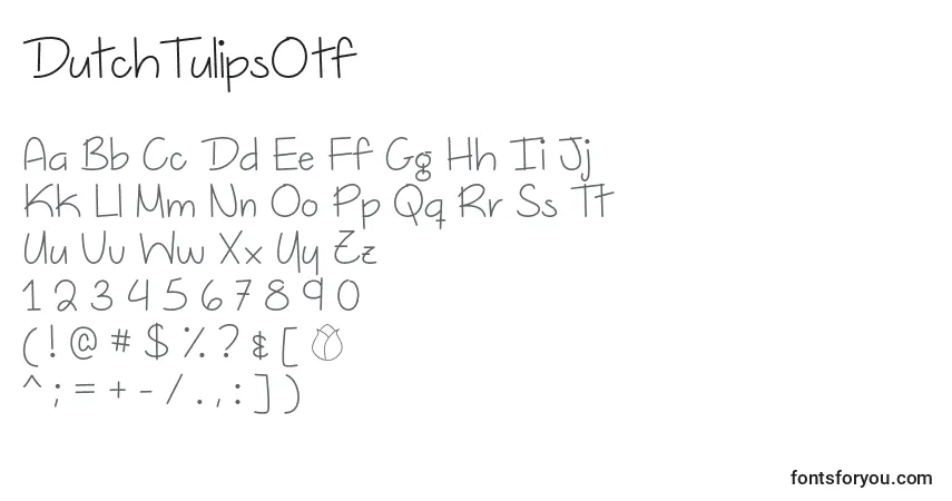 Czcionka DutchTulipsOtf – alfabet, cyfry, specjalne znaki