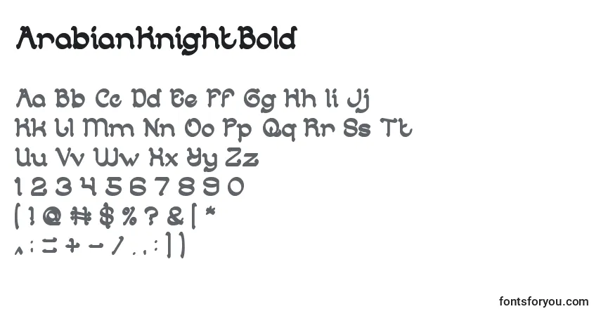 Шрифт ArabianKnightBold – алфавит, цифры, специальные символы