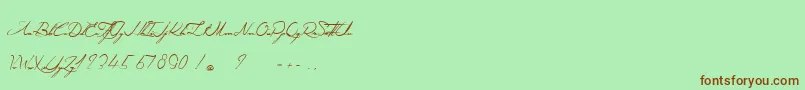 Czcionka AngeliqueMaDouceColombe – brązowe czcionki na zielonym tle