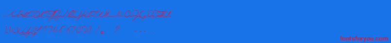 フォントAngeliqueMaDouceColombe – 赤い文字の青い背景