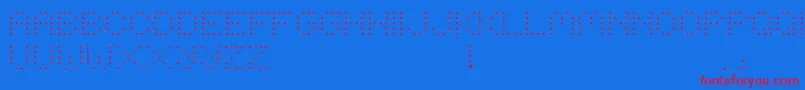 Boodas.DeLDreiecke-fontti – punaiset fontit sinisellä taustalla