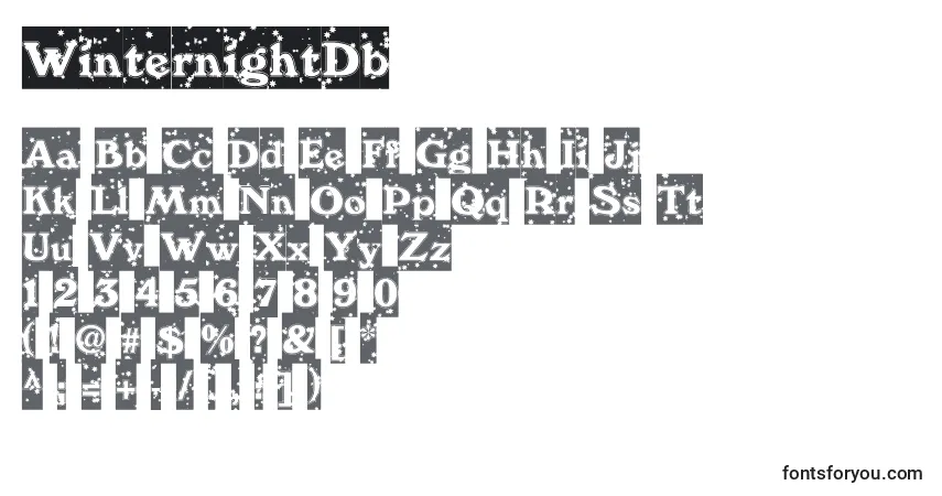 A fonte WinternightDb – alfabeto, números, caracteres especiais