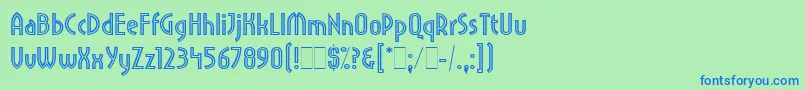 PritchardLineOutLetPlain.1.0-fontti – siniset fontit vihreällä taustalla