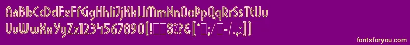フォントPritchardLineOutLetPlain.1.0 – 紫の背景に黄色のフォント