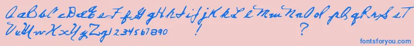 フォントEverettSteelesHand – ピンクの背景に青い文字