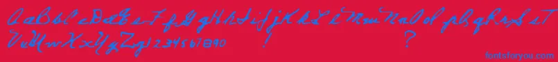 EverettSteelesHand Font – Blue Fonts on Red Background