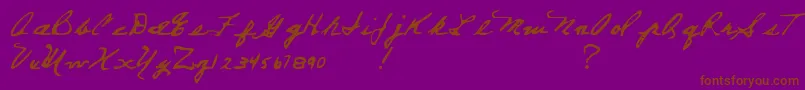 EverettSteelesHand-Schriftart – Braune Schriften auf violettem Hintergrund