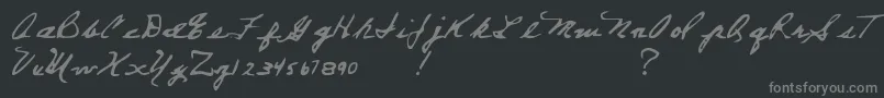 EverettSteelesHand-fontti – harmaat kirjasimet mustalla taustalla