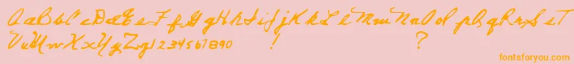 EverettSteelesHand-Schriftart – Orangefarbene Schriften auf rosa Hintergrund