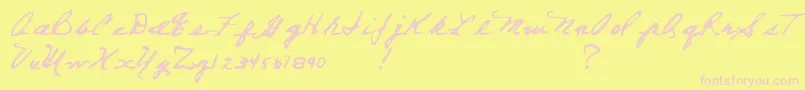 EverettSteelesHand-Schriftart – Rosa Schriften auf gelbem Hintergrund
