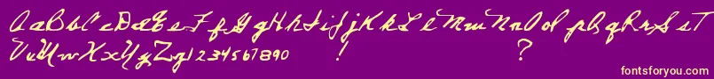 EverettSteelesHand-Schriftart – Gelbe Schriften auf violettem Hintergrund