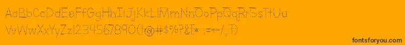 BmdLettersForLearnersLinedDotsHattedJ-Schriftart – Schwarze Schriften auf orangefarbenem Hintergrund