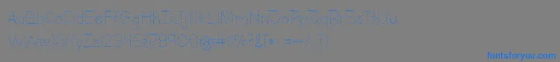 フォントBmdLettersForLearnersLinedDotsHattedJ – 灰色の背景に青い文字