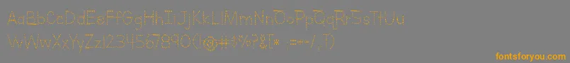 BmdLettersForLearnersLinedDotsHattedJフォントについての詳細 フォントBmdLettersForLearnersLinedDotsHattedJ – オレンジの文字は灰色の背景にあります。