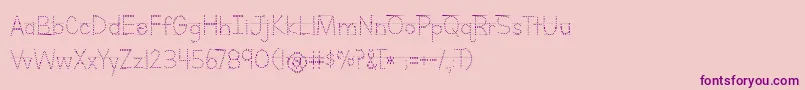 Czcionka BmdLettersForLearnersLinedDotsHattedJ – fioletowe czcionki na różowym tle
