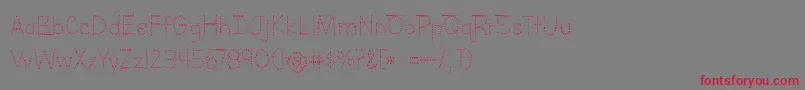 フォントBmdLettersForLearnersLinedDotsHattedJ – 赤い文字の灰色の背景