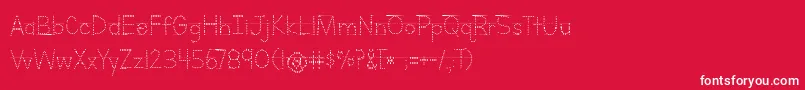 Шрифт BmdLettersForLearnersLinedDotsHattedJ – белые шрифты на красном фоне