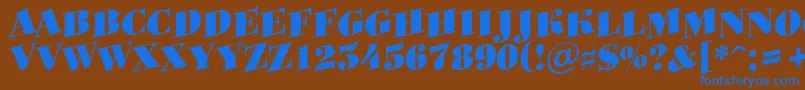 フォントBodoniortotitulspup – 茶色の背景に青い文字