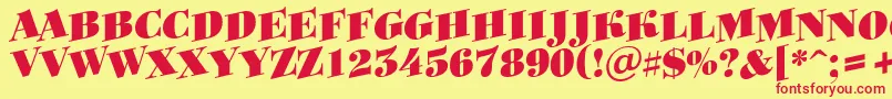 Bodoniortotitulspup Font – Red Fonts on Yellow Background