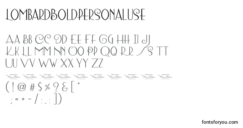 LombardBoldpersonaluse font – alphabet, numbers, special characters