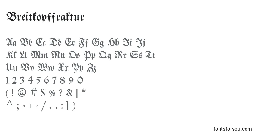 Breitkopffraktur-fontti – aakkoset, numerot, erikoismerkit
