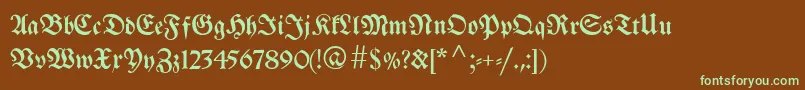 Breitkopffraktur-fontti – vihreät fontit ruskealla taustalla