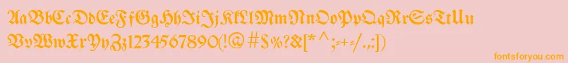 Breitkopffraktur-fontti – oranssit fontit vaaleanpunaisella taustalla