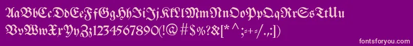 Breitkopffraktur-Schriftart – Rosa Schriften auf violettem Hintergrund