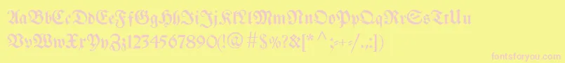Weitere Informationen zur Breitkopffraktur-Schriftart Breitkopffraktur-Schriftart – Rosa Schriften auf gelbem Hintergrund