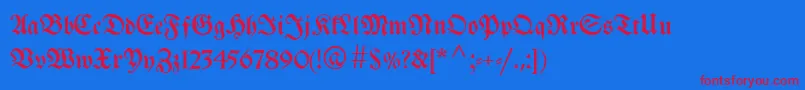 Breitkopffraktur Font – Red Fonts on Blue Background