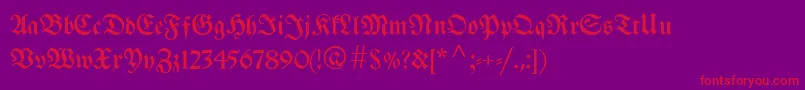 フォントBreitkopffraktur – 紫の背景に赤い文字