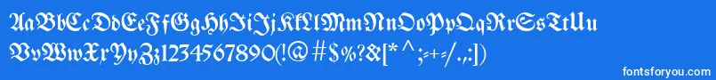 Breitkopffraktur-fontti – valkoiset fontit sinisellä taustalla