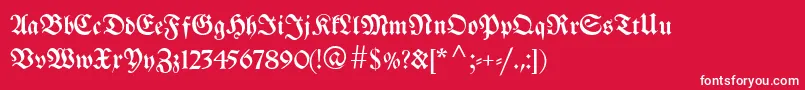 Breitkopffraktur-fontti – valkoiset fontit punaisella taustalla