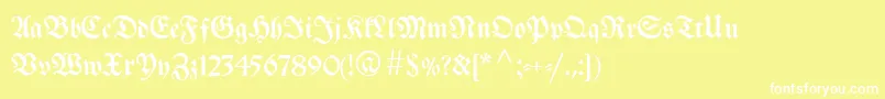 フォントBreitkopffraktur – 黄色い背景に白い文字
