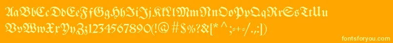Breitkopffraktur-fontti – keltaiset fontit oranssilla taustalla