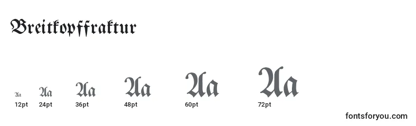 Größen der Schriftart Breitkopffraktur