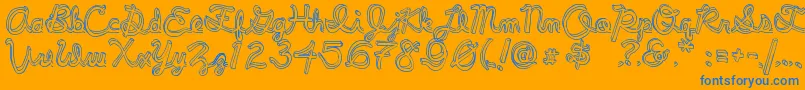 PeePeePants-Schriftart – Blaue Schriften auf orangefarbenem Hintergrund
