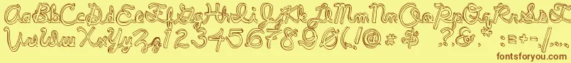 Weitere Informationen zur PeePeePants-Schriftart PeePeePants-Schriftart – Braune Schriften auf gelbem Hintergrund